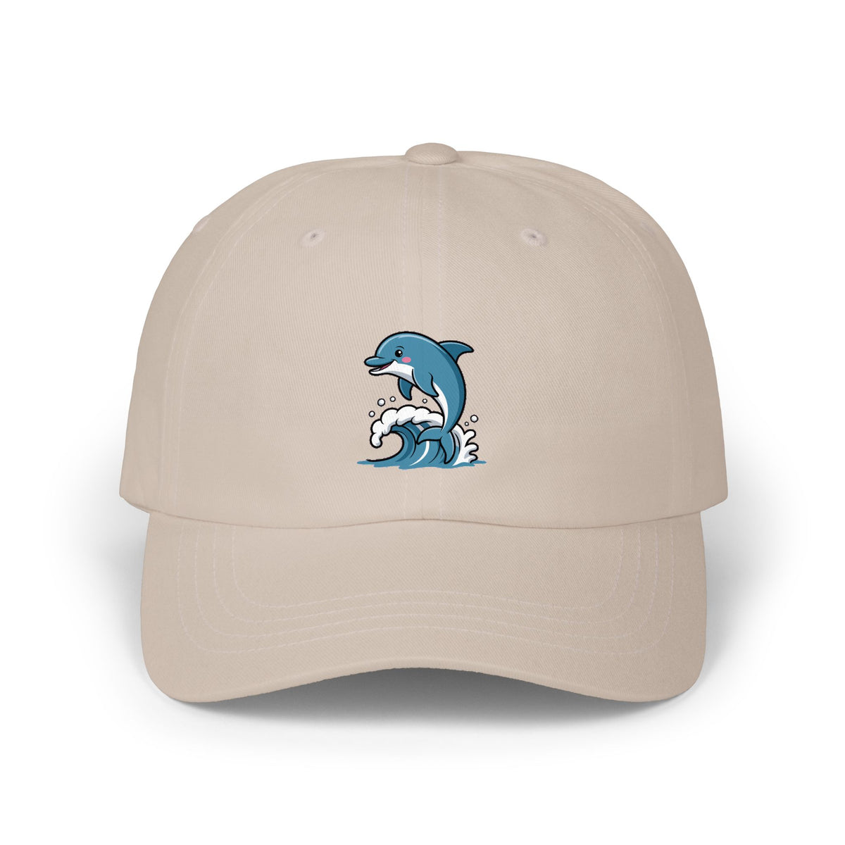Dolphin Dad Hat, Cute Jumping Dolphin Cap, Ocean Wave Embroidered Hat, Beach Lover Gift, Unstructured 6-Panel Dad Cap