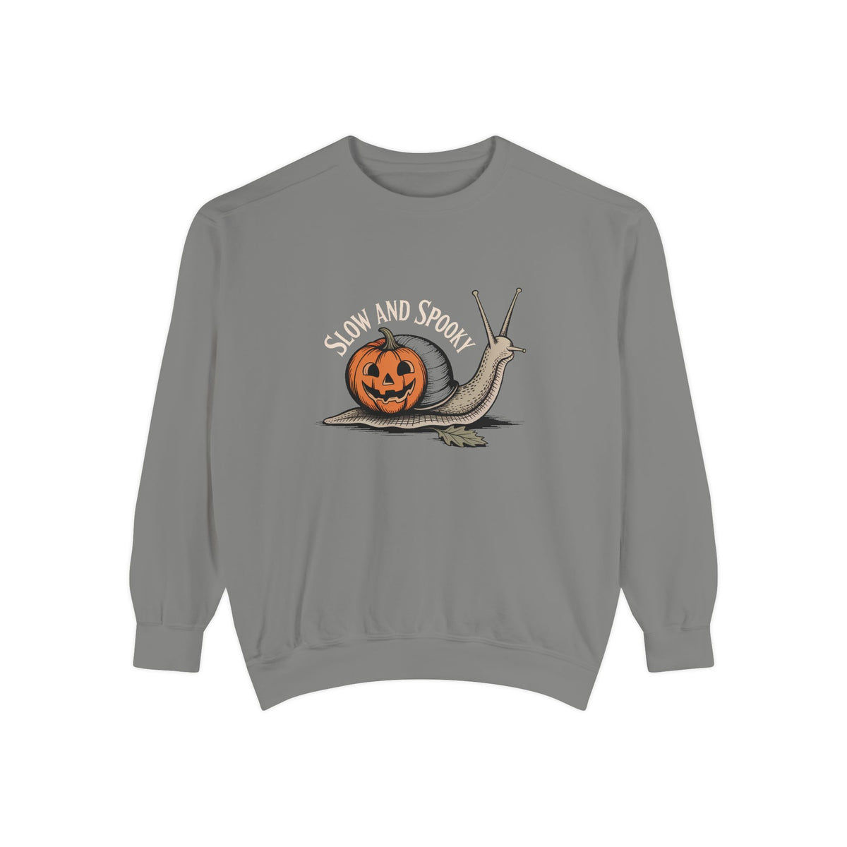 Slow And Spooky Snail Sweatshirt, Halloween Garden Snail Crewneck, Pumpkin Shell Vintage Engraving Tee, Spooky Season Gift