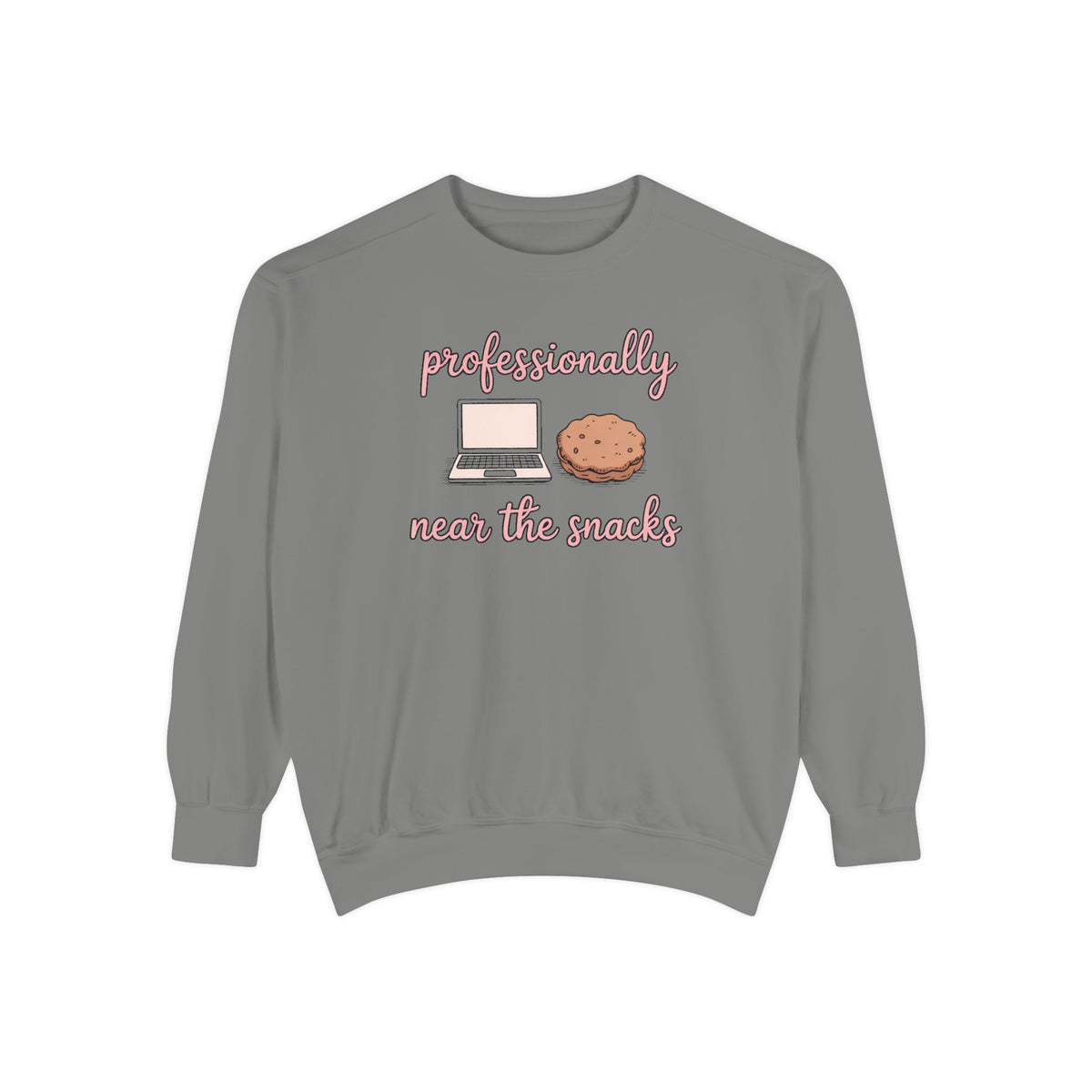 Remote Worker Sweatshirt, Professionally Near The Snacks, Funny Work From Home Gift, Sarcastic Office Crewneck, Coworker Christmas Gift, WF…