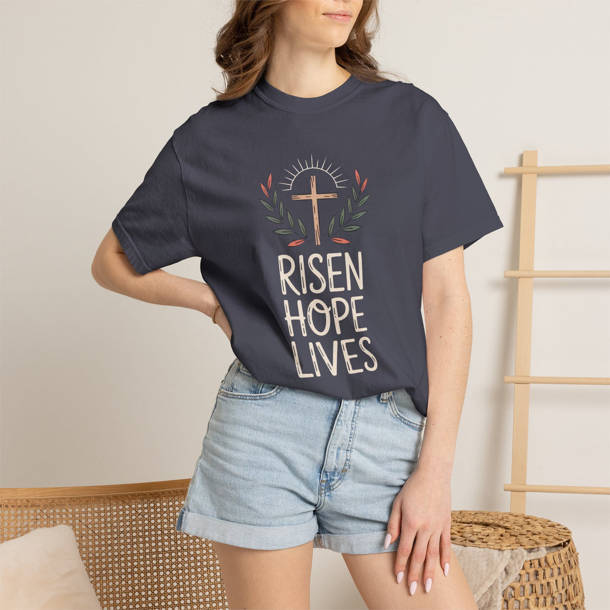 Christian Easter Shirt, Risen Hope Lives Tee, He Is Risen Gift, Religious Easter T-Shirt, Faith Based Easter Gift, Cross Shirt For Easter S…