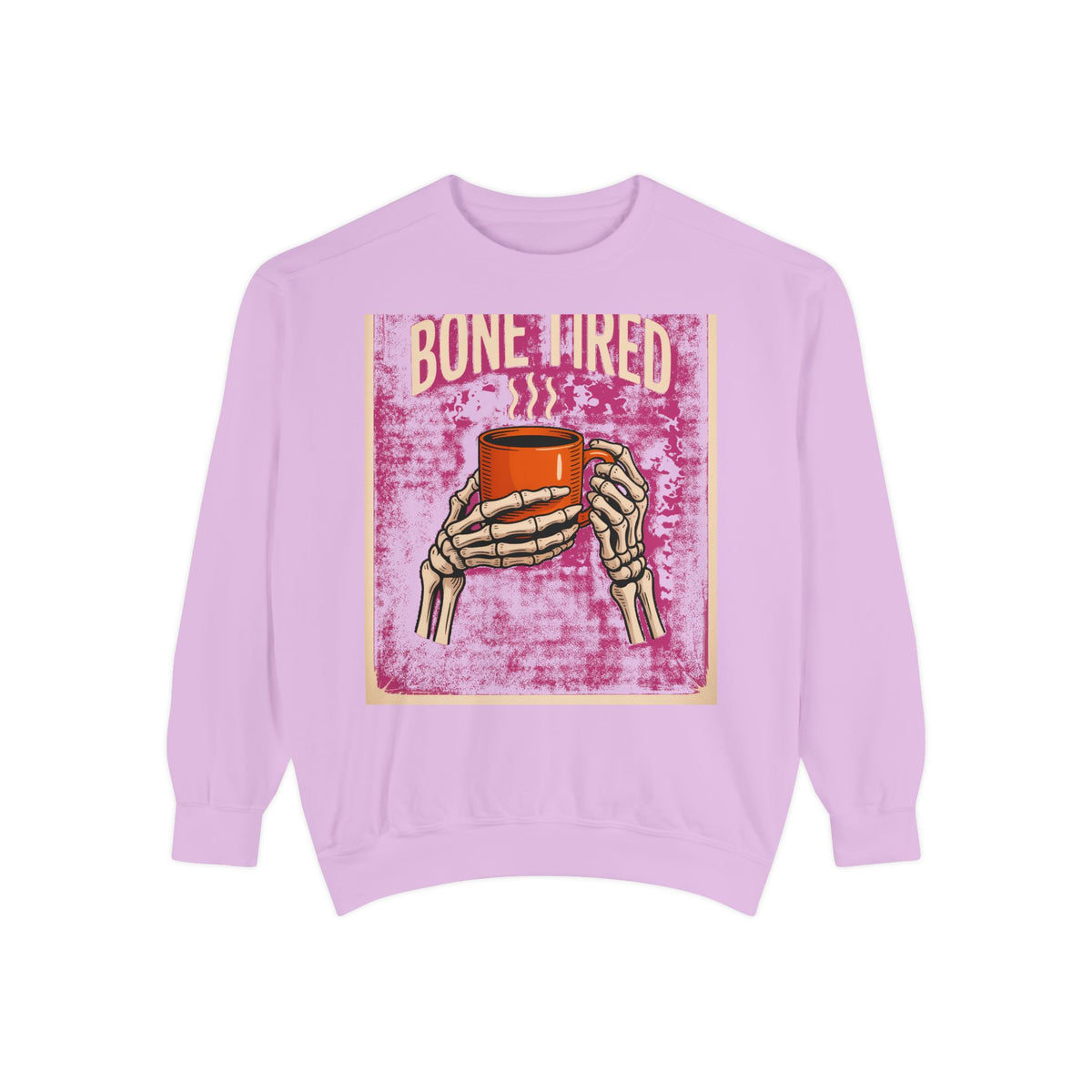Bone Tired Coffee Skeleton Sweatshirt, Halloween Coffee Lover Crewneck, Funny Skeleton Hands Mug Shirt, Spooky Season Sweatshirt