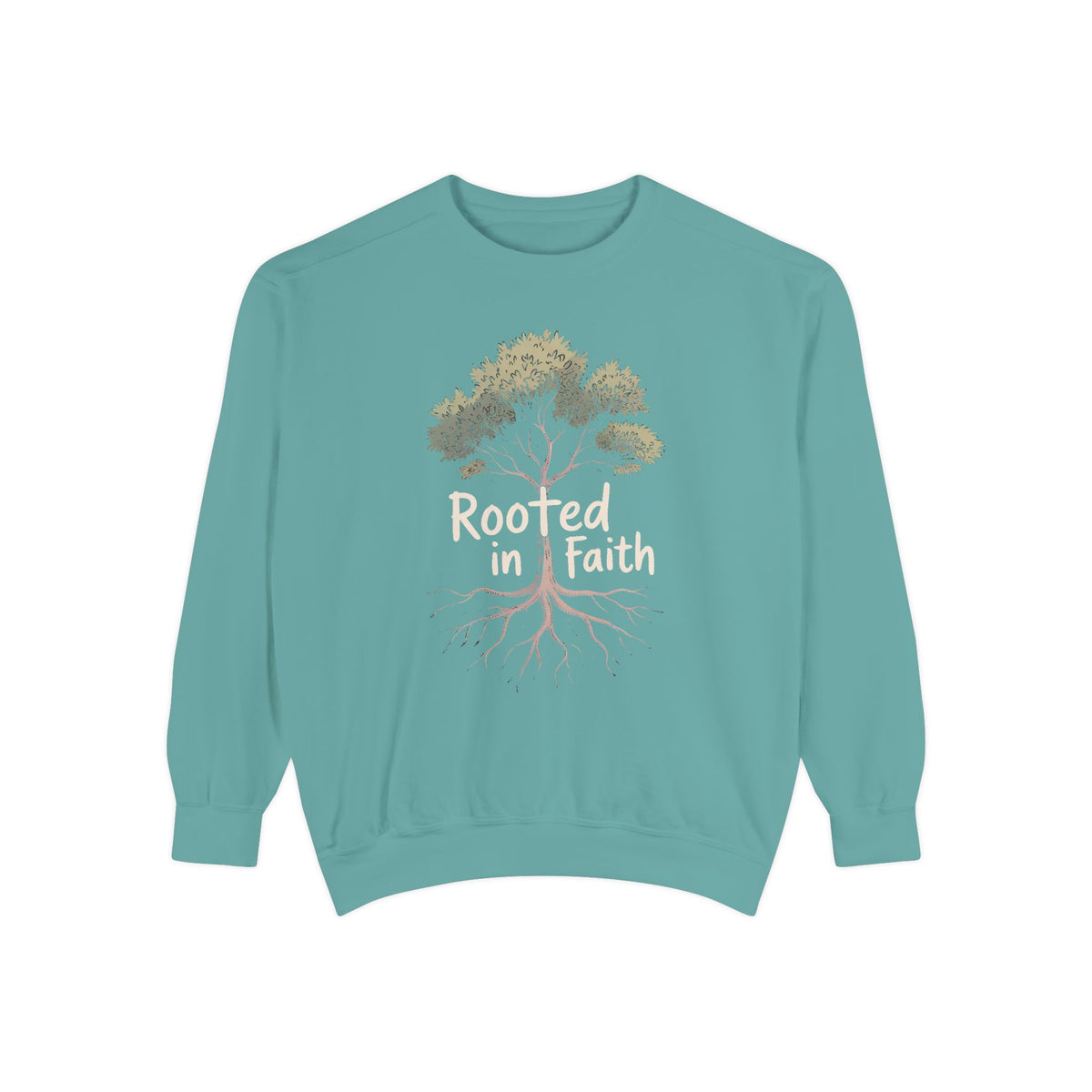 Rooted In Faith Sweatshirt, Christian Minimalist Crewneck, Faith Based Gift, Botanical Cross Tree Sweatshirt, Religious Positive Message Tee