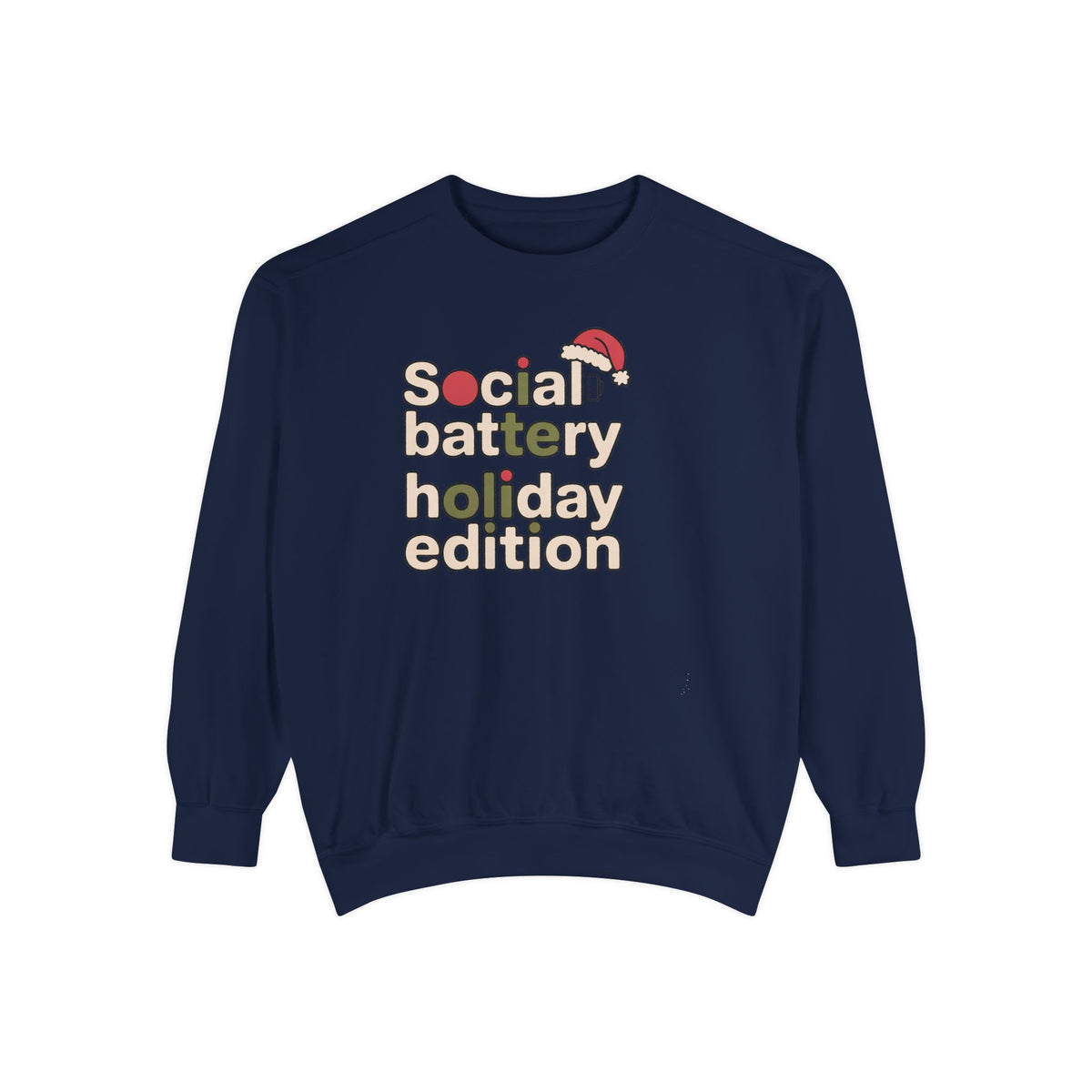 Social Battery Low Sweatshirt, Funny Christmas Gift For Introverts, Socially Tired Holiday Edition Crewneck, Anti Social Xmas Sweater