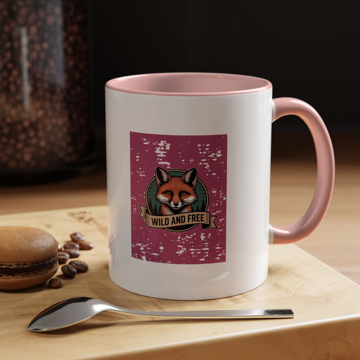 Retro Fox Badge Mug, Vintage Wildlife Patch Coffee Mug, Wild And Free Outdoor Mug, Fox Lover Gift, Camping Nature Ceramic Mug