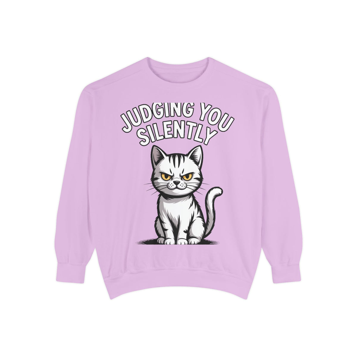 Judging You Silently Cat Sweatshirt, Funny Cat Lover Crewneck, Sarcastic Cat Embroidered Patch Style Sweatshirt, Cute Cat Gift
