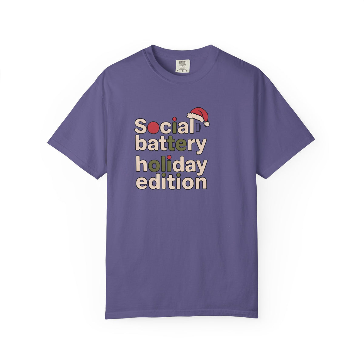 Social Battery Holiday Edition Shirt, Funny Christmas Tee For Socially Tired, Introvert Christmas Gift, Low Battery Holiday Shirt, Funny Xm…