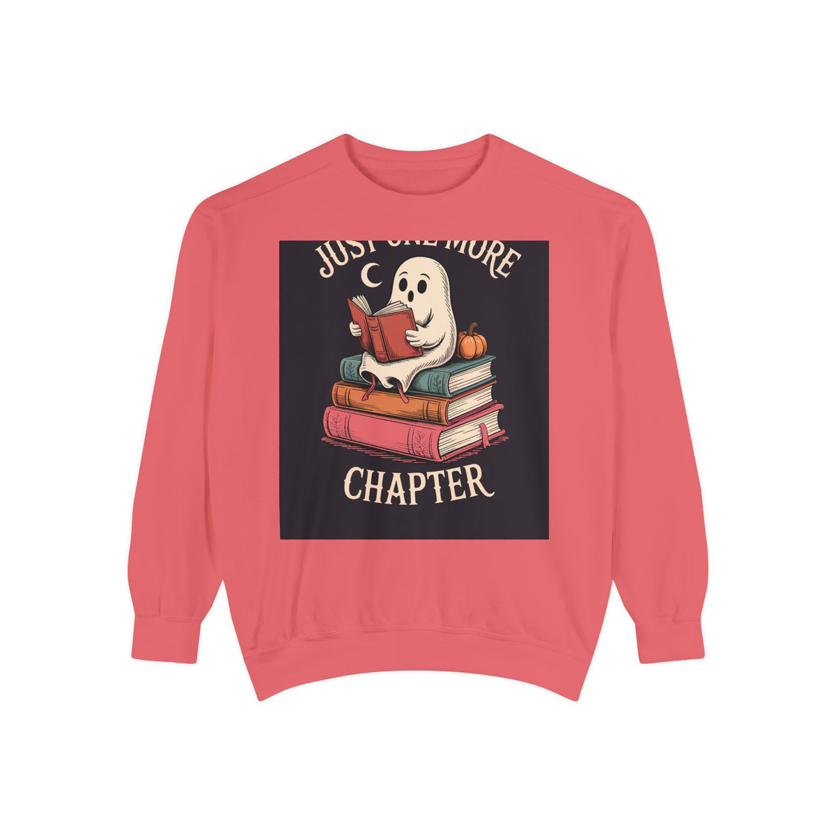 Just One More Chapter Ghost Sweatshirt, Halloween Reading Crewneck, Bookish Ghost Embroidered Sweatshirt, Spooky Season Book Lover Gift