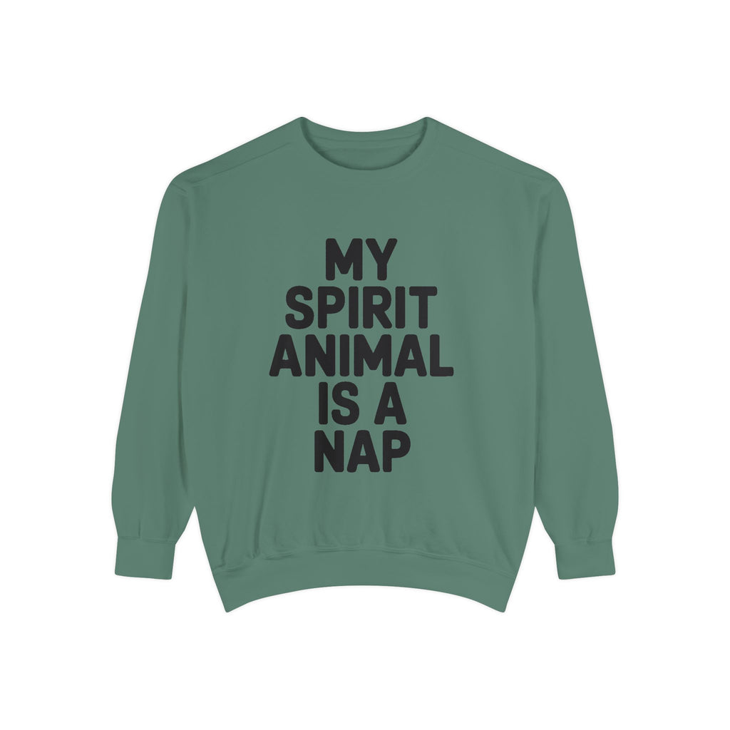 My Spirit Animal Is A Nap Sweatshirt, Funny Nap Lover Crewneck, Lazy Day Embroidered Sweatshirt Gift