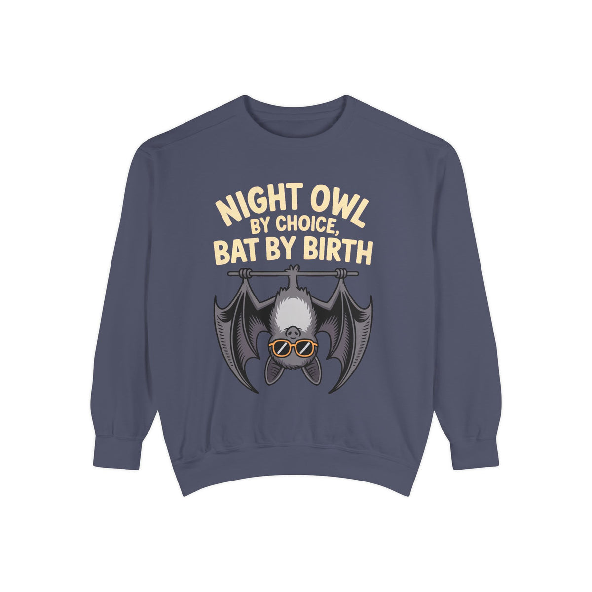 Night Owl By Choice Bat Sweatshirt, Funny Bat Lover Crewneck, Cute Halloween Sweatshirt, Embroidered Patch Style Bat Shirt Gift