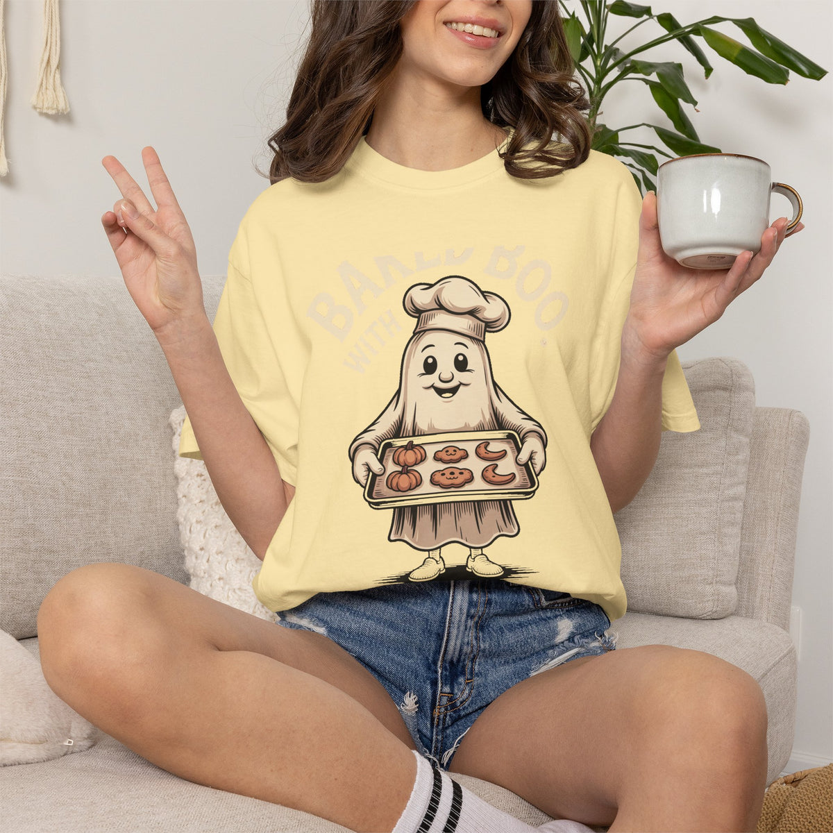 Baked With Boo Ghost Shirt, Funny Halloween Baking T-Shirt, Cute Ghost Cookie Tee, Spooky Season Bakery Gift