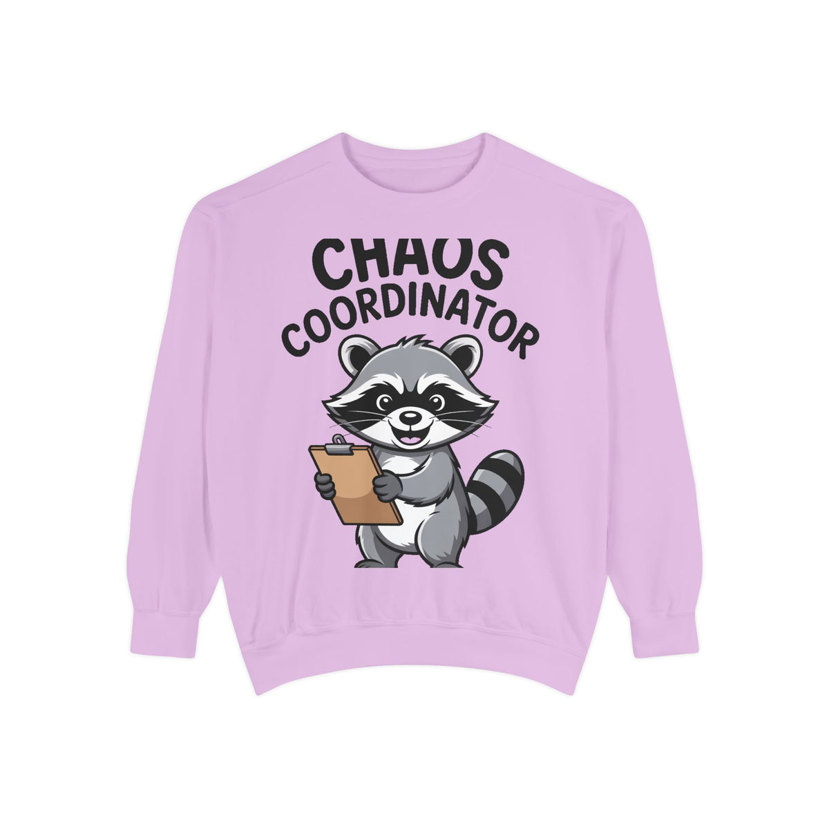 Chaos Coordinator Raccoon Sweatshirt, Funny Raccoon Crewneck, Cute Cartoon Raccoon Gift, Embroidered Patch Style Pullover