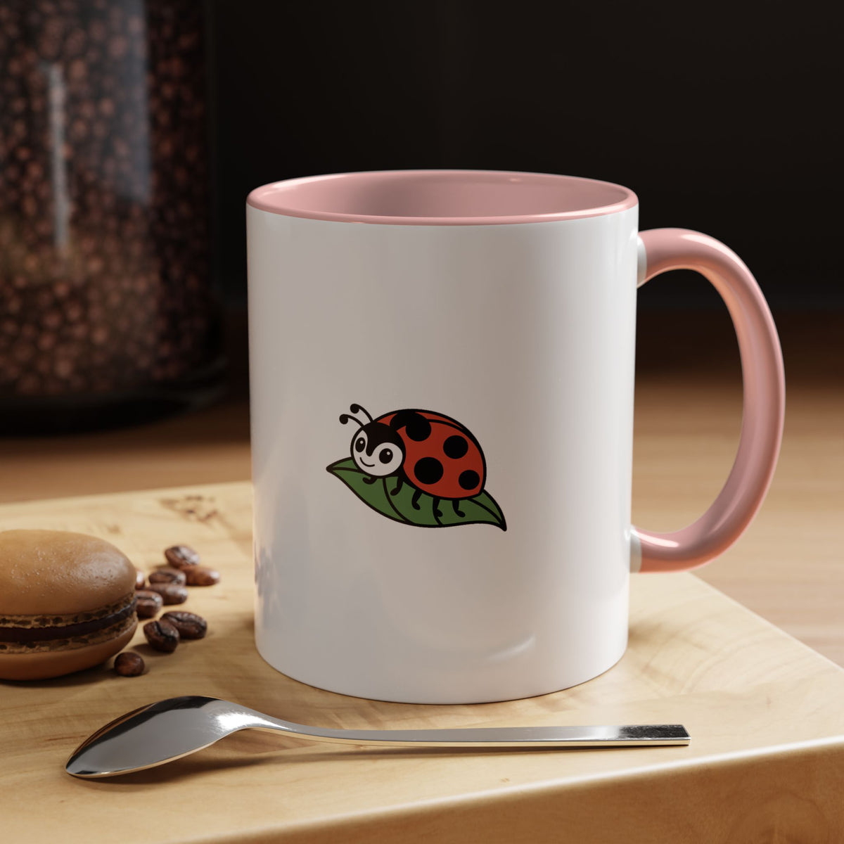 Ladybug On A Leaf Mug, Cute Ladybug Ceramic Mug, Nature Lover Gift, Cottagecore Coffee Cup, Insect Lover Gift Mug