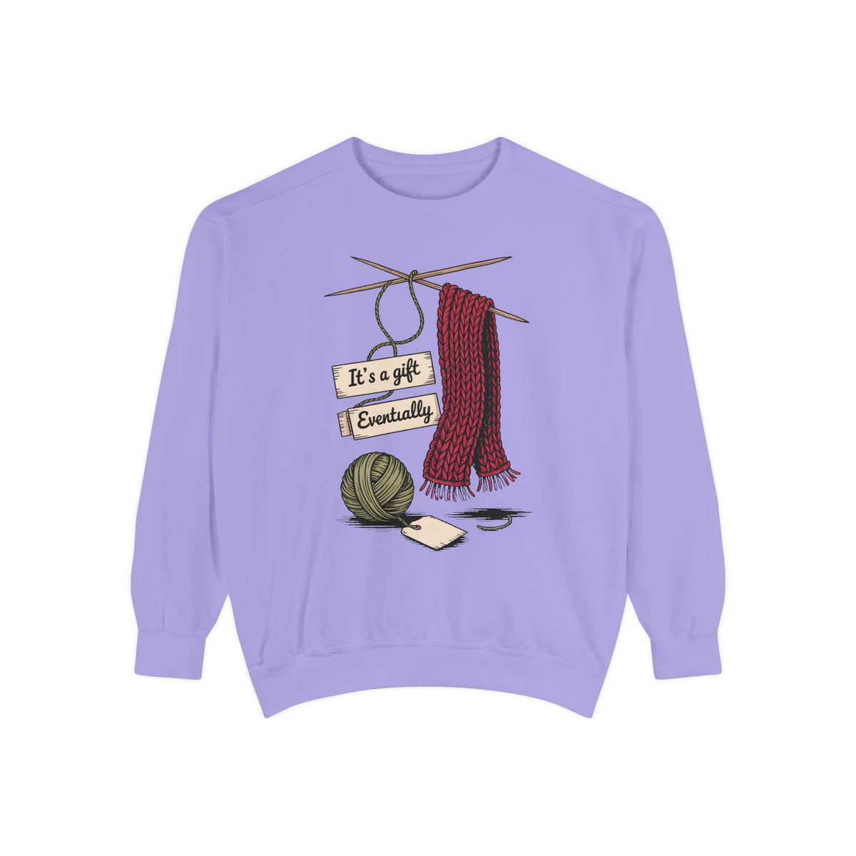 Knitter Christmas Sweatshirt, It's A Gift Eventually, Funny Knitting Crewneck, Christmas Gift For Knitter, Yarn Lover Sweatshirt, Crafter H…