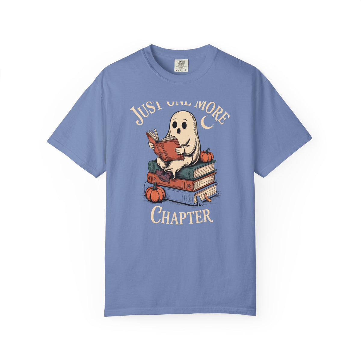 Just One More Chapter Ghost Shirt, Cozy Halloween Reading Tee, Bookish Ghost T-Shirt, Vintage Storybook Halloween Gift