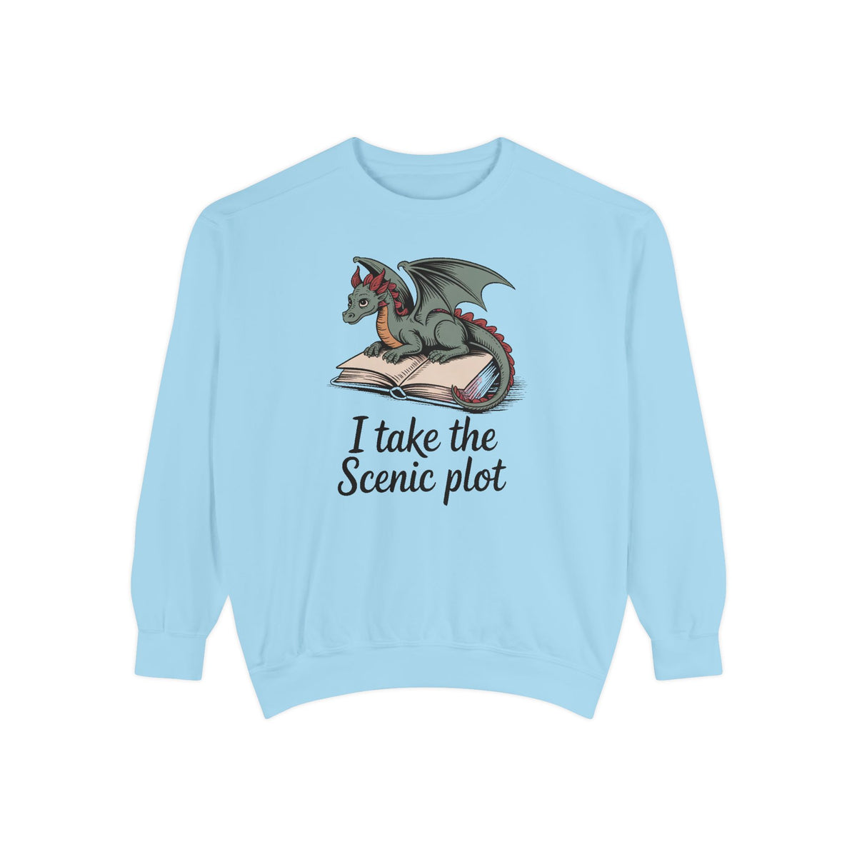 Fantasy Reader Sweatshirt, I Take The Scenic Plot, Dragon Book Lover Gift, Bookish Hobby Sweatshirt, Cute Dragon Reading Tee, Gift For Book…