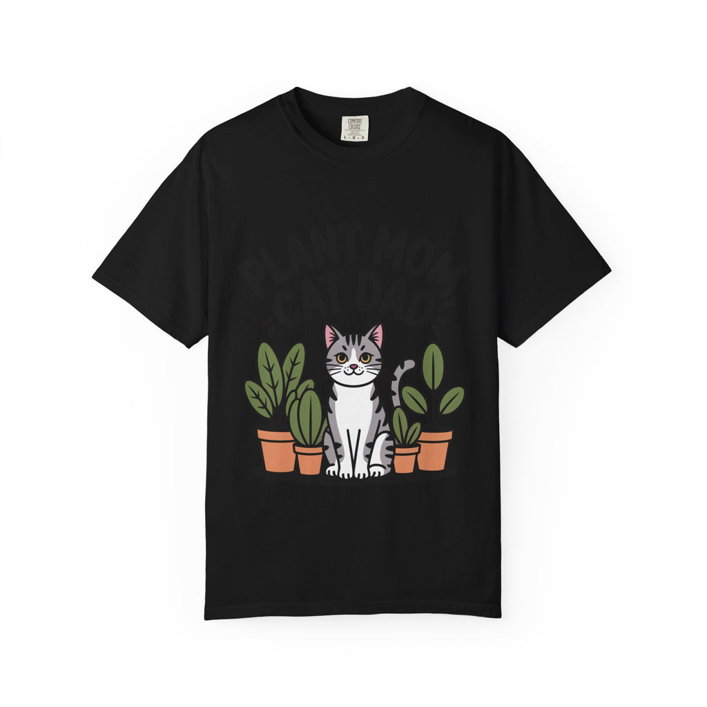 Plant Mom Cat Dad Shirt, Funny Cat Plant Lover T-Shirt, Cute Cat Knocking Over Plants Tee, Gift for Cat Owners