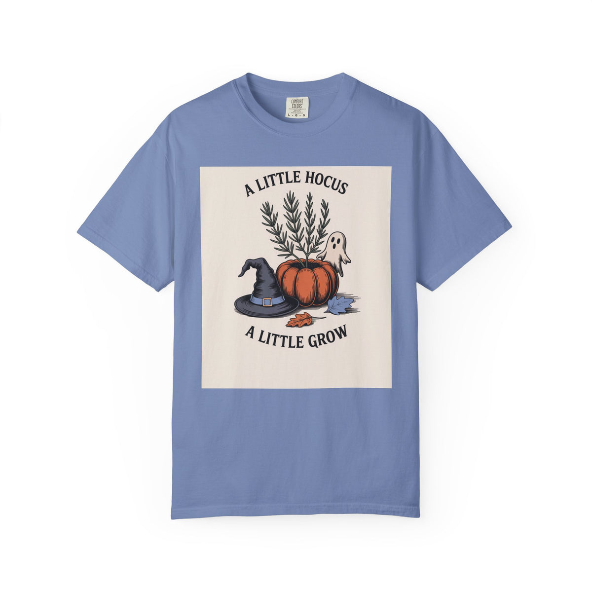 A Little Hocus A Little Grow Shirt, Halloween Botanical T-Shirt, Pumpkin Planter Witch Hat Ghost Tee, Cozy Fall Gift