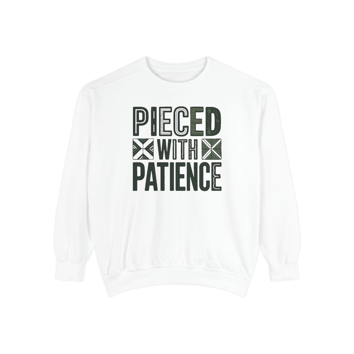 Quilting Sweatshirt, Pieced With Patience Crewneck, Gift For Quilter, Quilting Hobby Sweatshirt, Patchwork Lover Gift, Quilt Block Crewneck