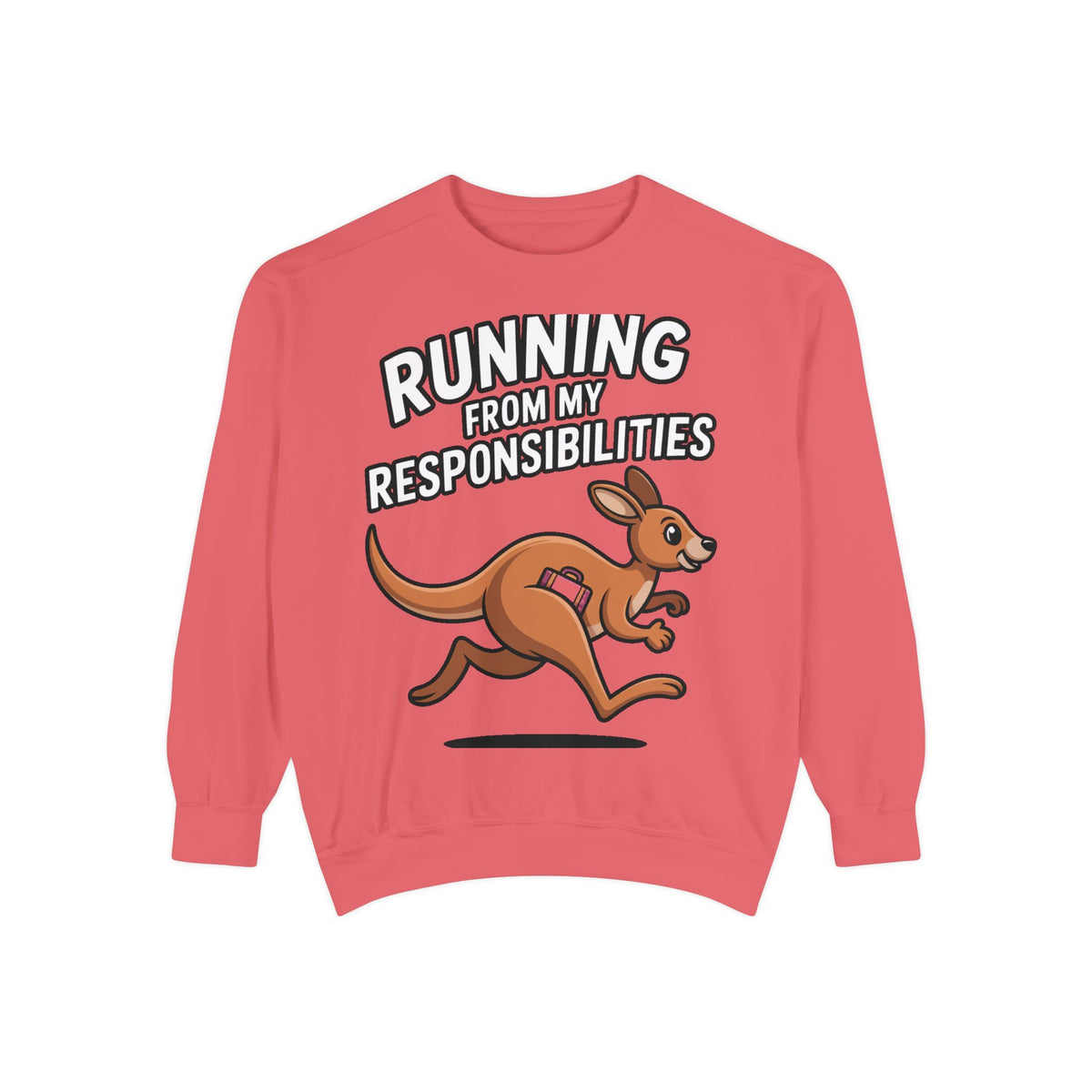 Running From My Responsibilities Sweatshirt, Funny Kangaroo Crewneck, Adulting Humor Gift, Cute Cartoon Animal Sweatshirt
