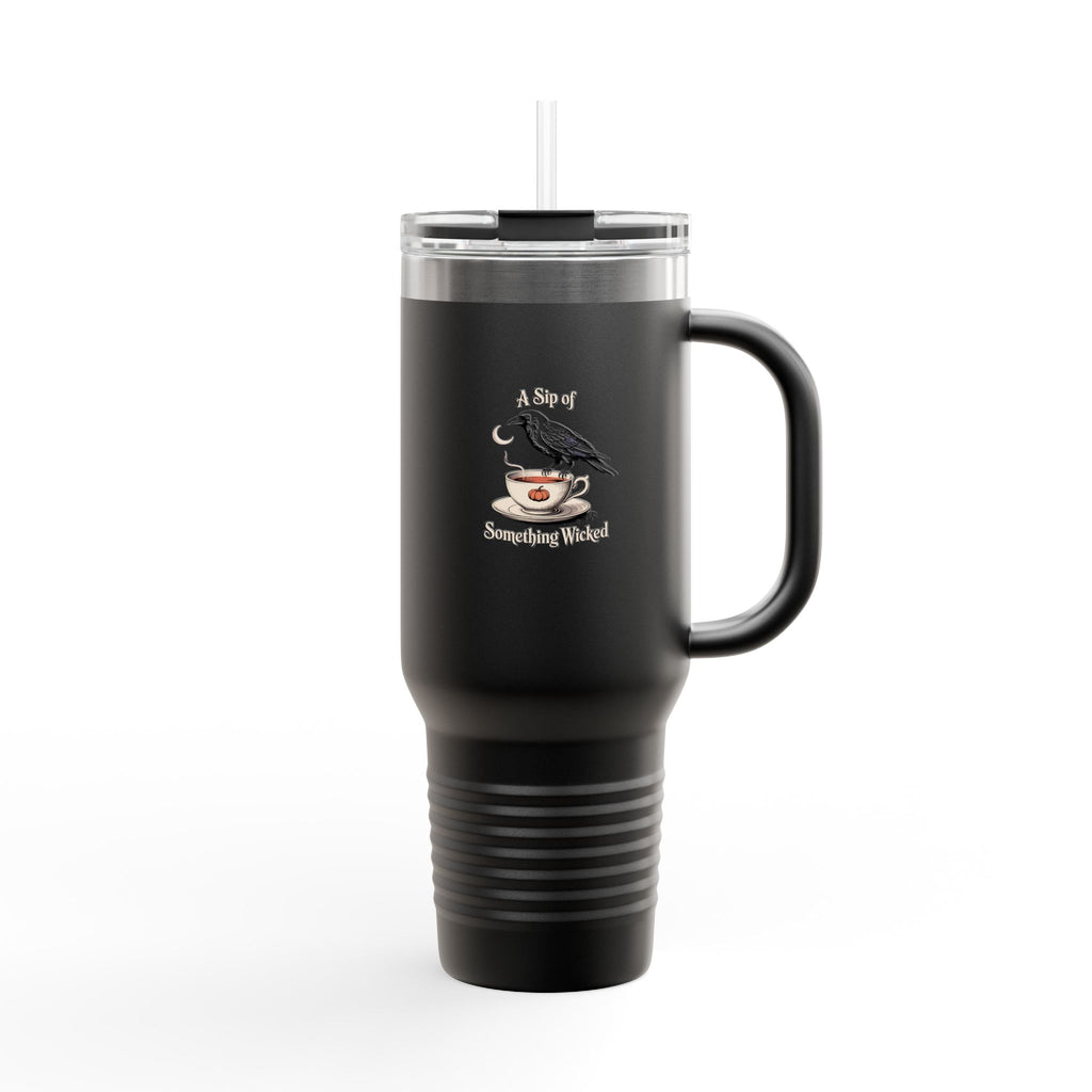 A Sip Of Something Wicked Crow Travel Mug, Halloween Tumbler 40oz, Gothic Raven Teacup Tumbler, Witchy Fall Gift, Spooky Season Cup