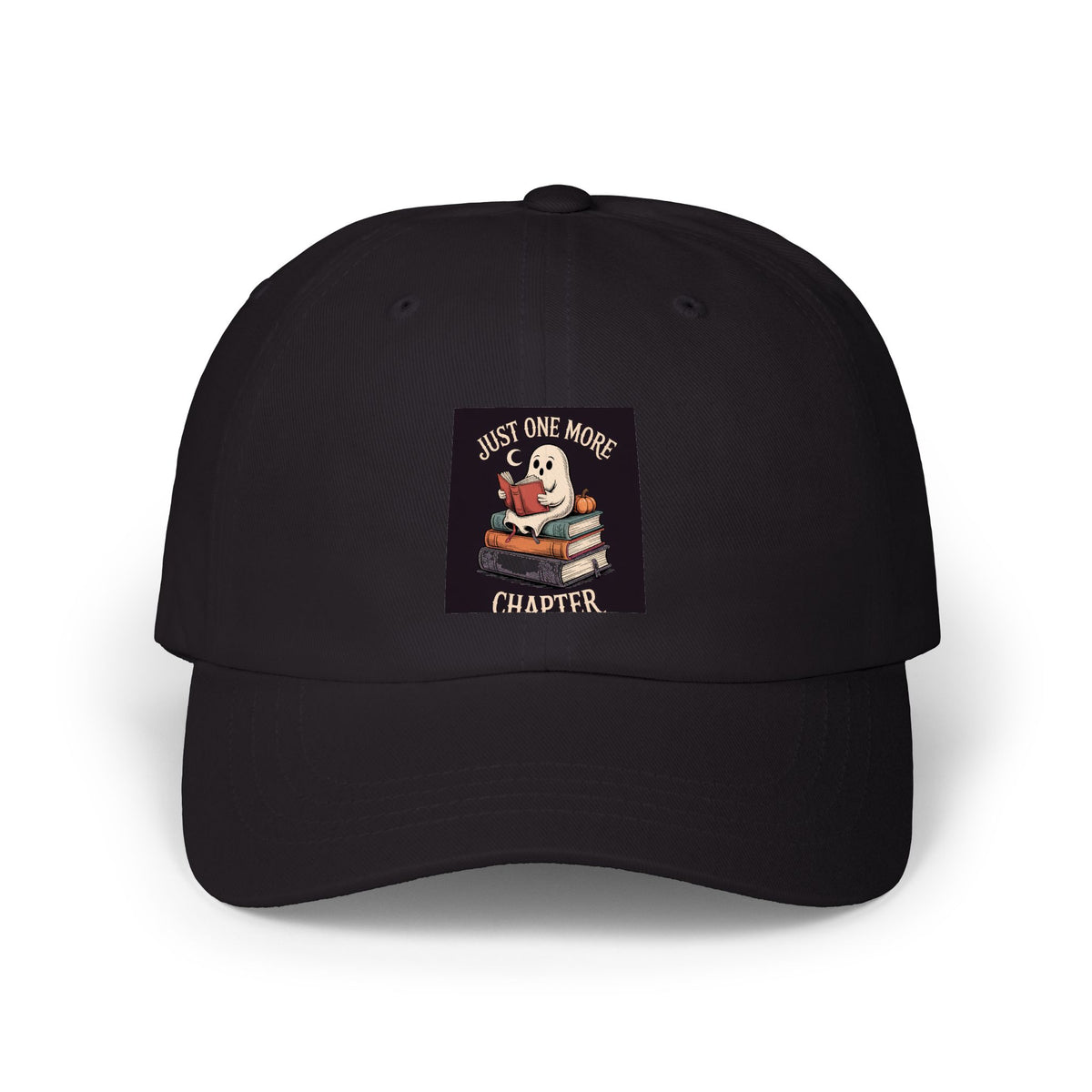 Just One More Chapter Ghost Dad Cap, Halloween Reading Hat, Bookish Ghost Embroidered Cap, Spooky Season Gift for Book Lovers