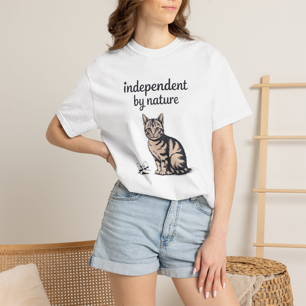 Cat Owner Shirt, Independent By Nature Tee, Fourth Of July Cat Lover Gift, Funny Patriotic Cat Shirt, 4th Of July Gift For Cat Mom Or Dad