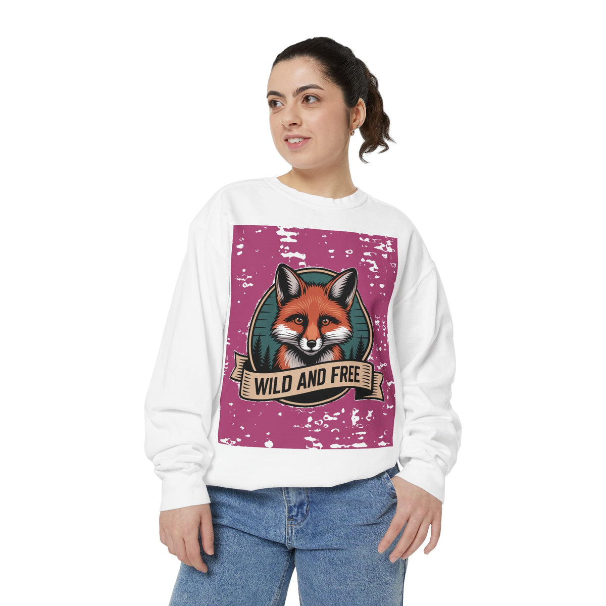 Retro Fox Badge Sweatshirt, Vintage Wildlife Crewneck, Wild and Free Outdoor Sweatshirt, Fox Lover Gift