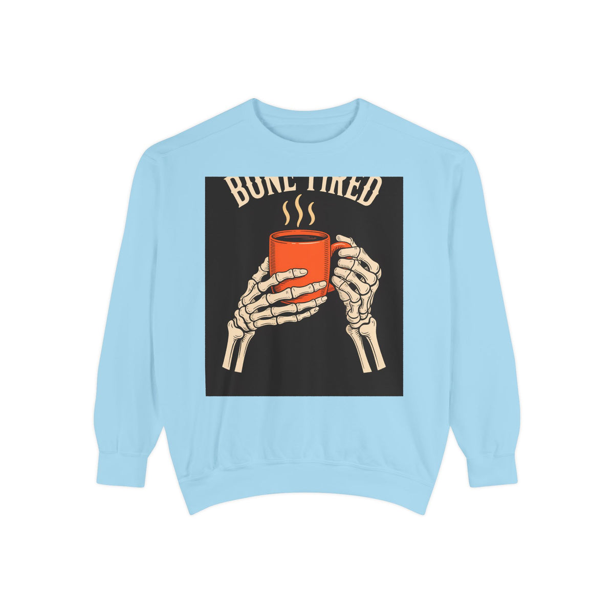 Bone Tired Coffee Skeleton Sweatshirt, Halloween Coffee Lover Crewneck, Funny Skeleton Hands Mug Shirt, Spooky Season Gift