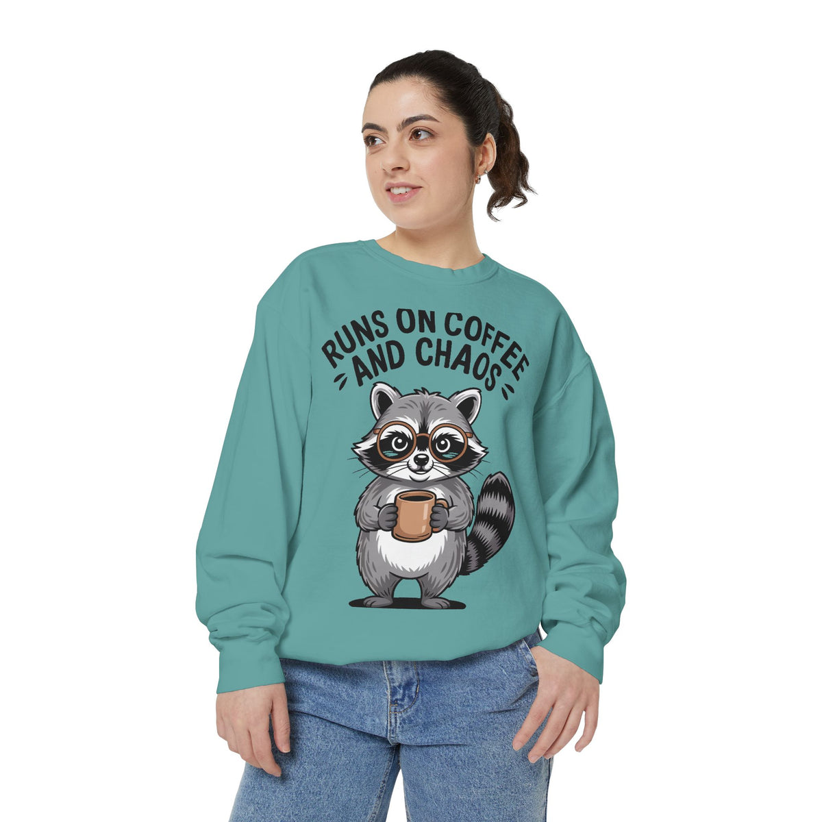 Nurse Raccoon Sweatshirt, Funny 'Runs On Coffee And Chaos' Crewneck, Cute Nurse Gift, Coffee Lover Sweatshirt, Nurse Appreciation Gift
