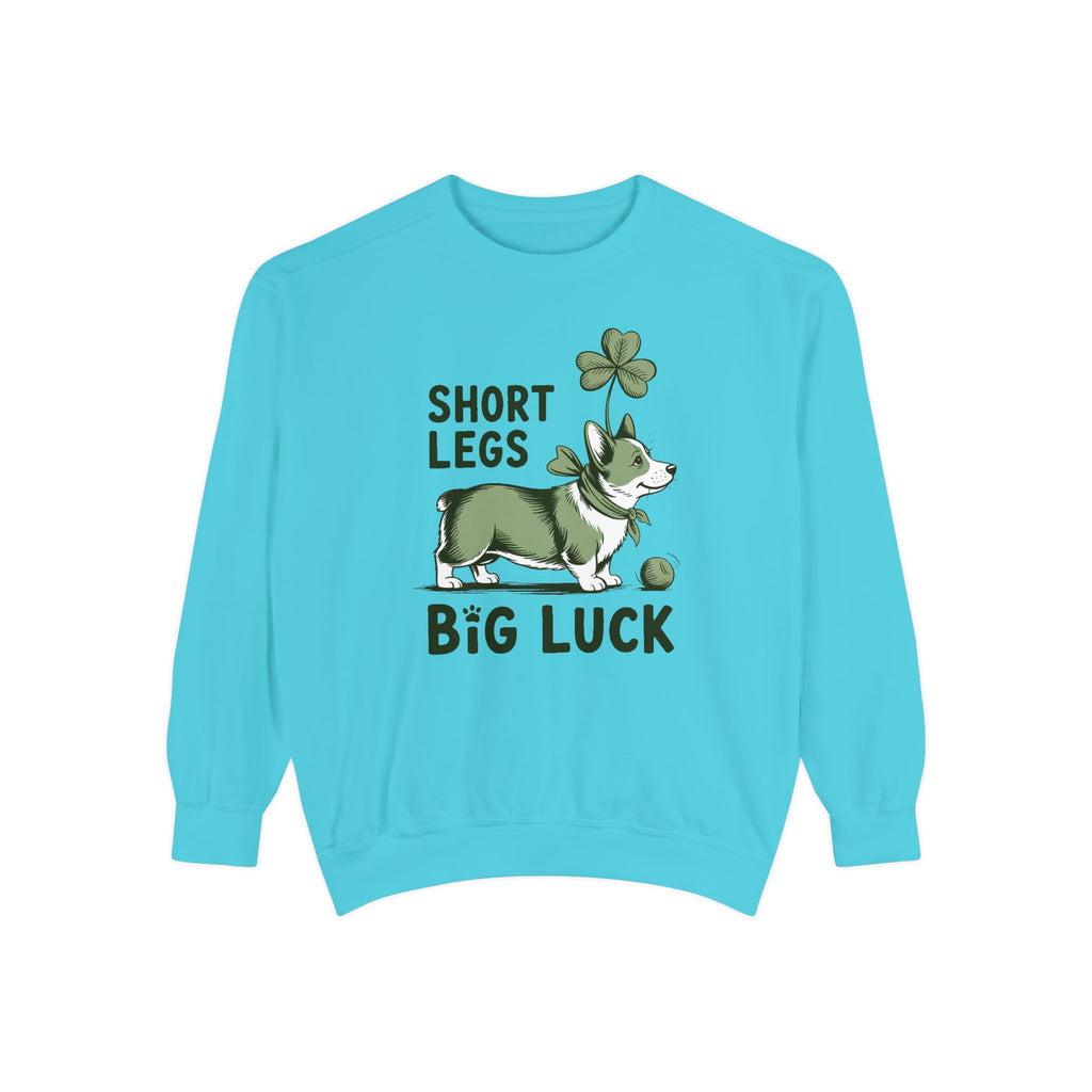 Corgi Owner Sweatshirt, St Patrick's Day Gift For Corgi Mom, Short Legs Big Luck Crewneck, Funny Corgi Lover Tee, Lucky Dog Owner Sweatshirt