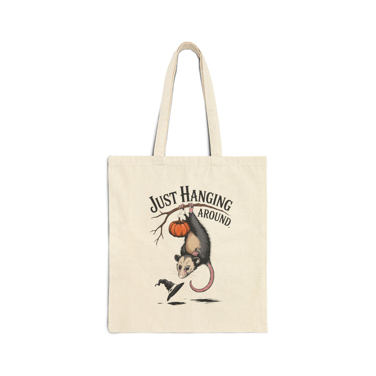 Just Hanging Around Opossum Tote Bag, Vintage Halloween Possum Canvas Bag, Funny Fall Tote, Spooky Season Gift
