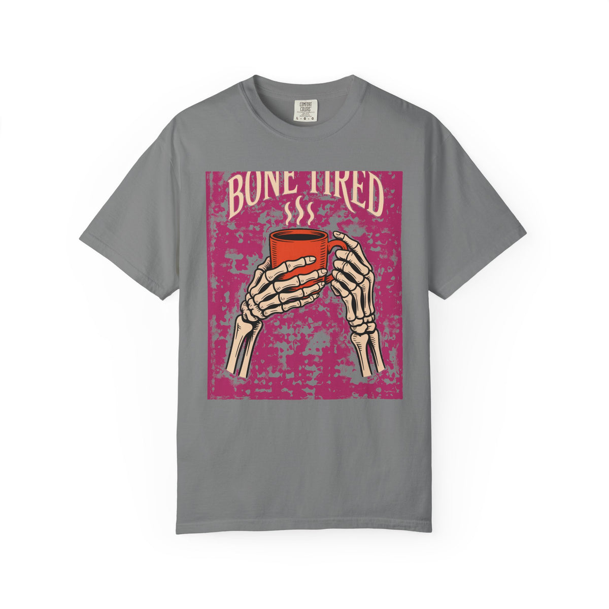 Bone Tired Halloween Shirt, Skeleton Hands Coffee T-Shirt, Vintage Halloween Coffee Lover Tee, Spooky Season Graphic Shirt