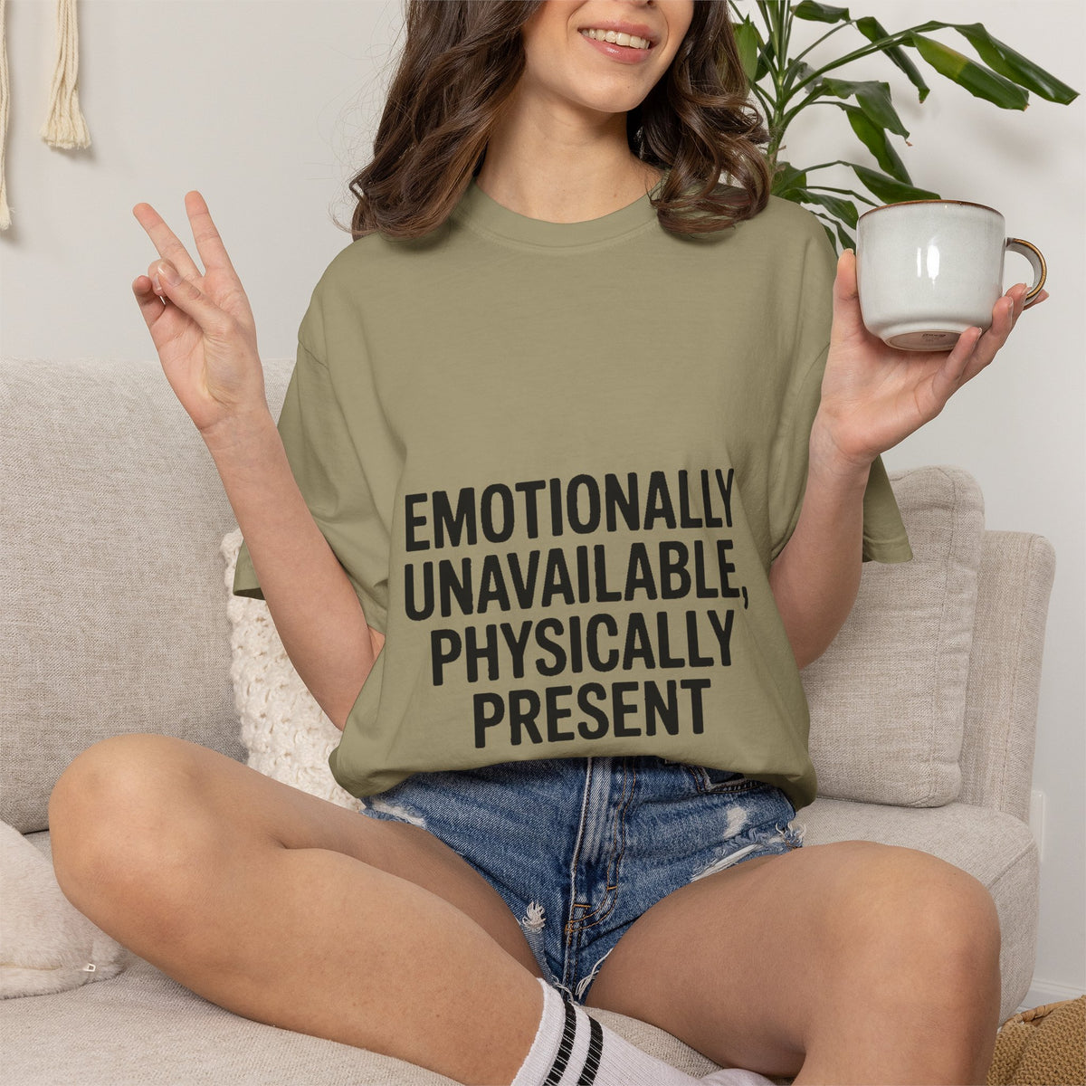Emotionally Unavailable Physically Present Shirt, Funny Sarcastic Tee, Deadpan Humor T-Shirt, Introvert Gift