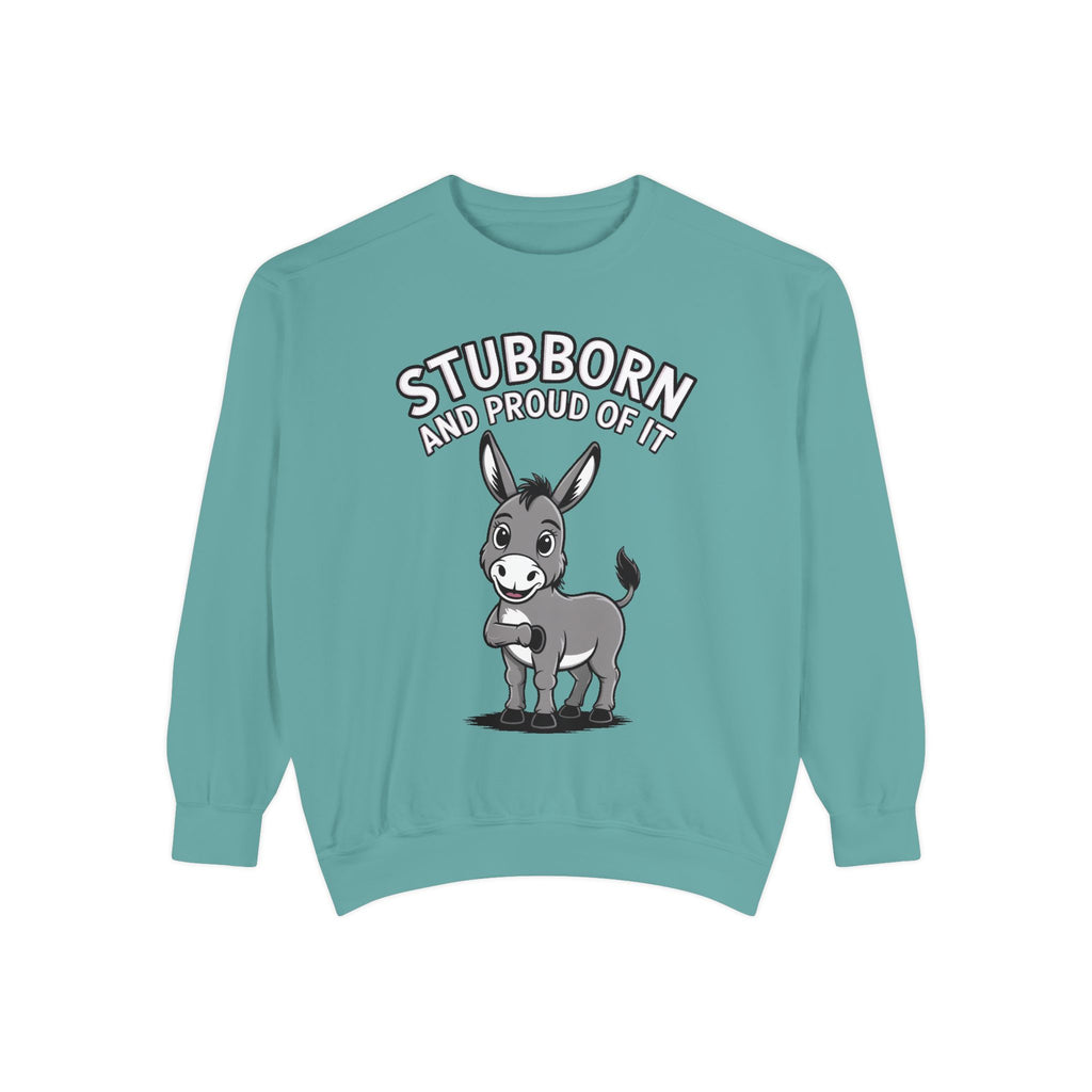 Stubborn Donkey Sweatshirt, Funny Donkey Crewneck, Stubborn And Proud Of It Shirt, Cute Farm Animal Gift, Embroidered Style Sweater