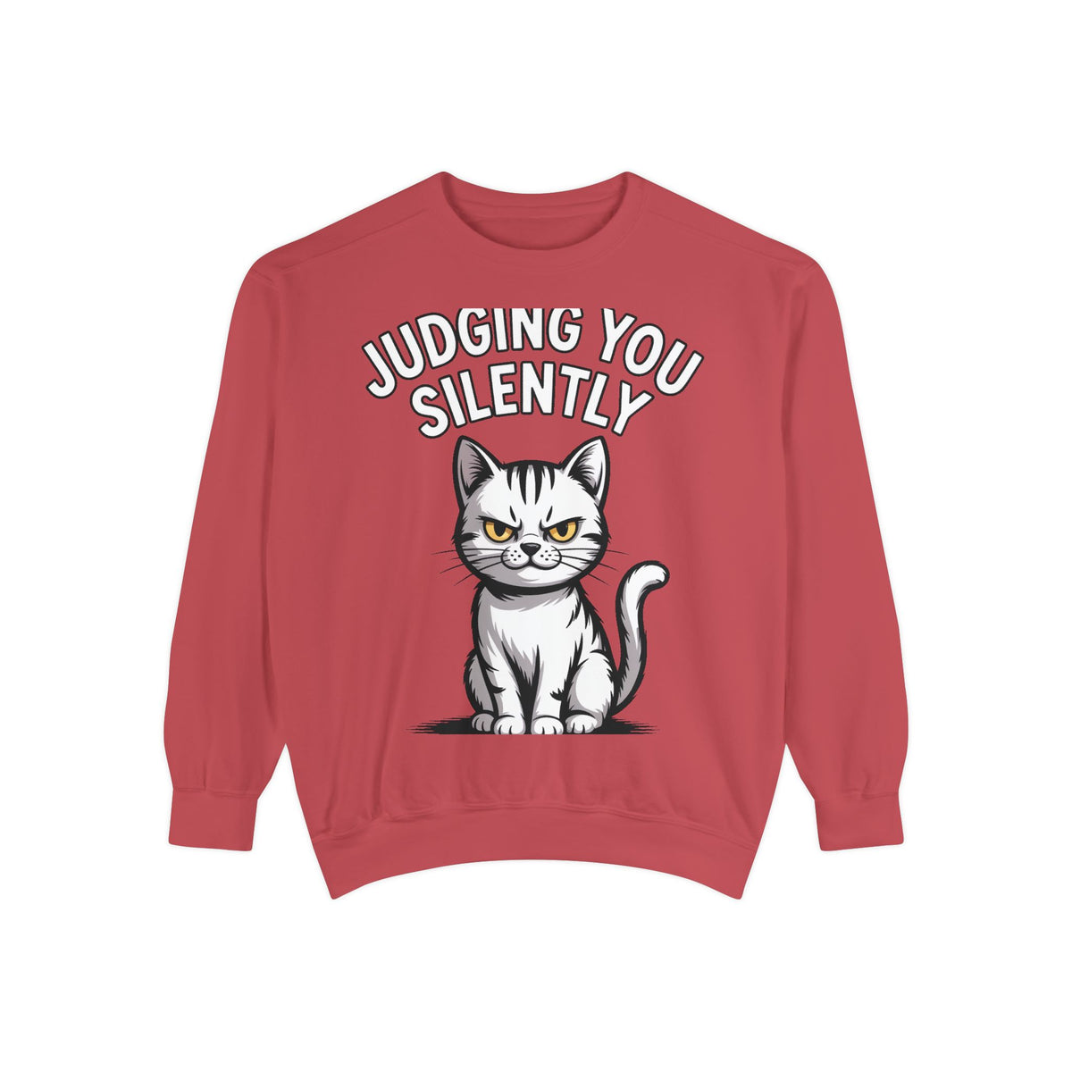 Judging You Silently Cat Sweatshirt, Funny Cat Lover Crewneck, Sarcastic Cat Embroidered Patch Style Sweatshirt, Cute Cat Gift