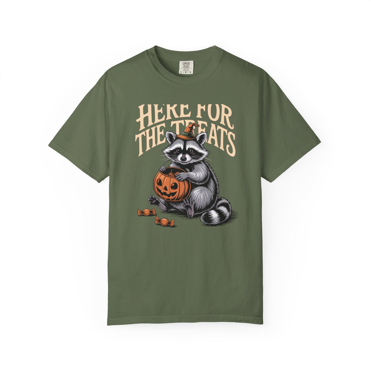Here For The Treats Raccoon Shirt, Funny Halloween T-Shirt, Vintage Trick Or Treat Tee, Spooky Season Raccoon Gift