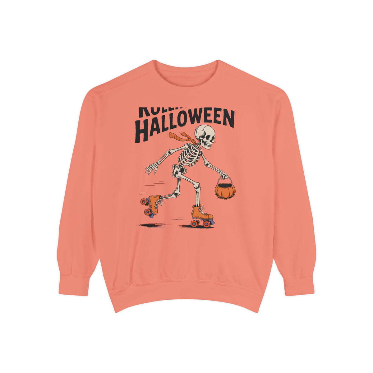 Rolling Into Halloween Skeleton Sweatshirt, Retro Roller Skate Skeleton Crewneck, Funny Halloween Gift, Vintage Spooky Season Sweatshirt