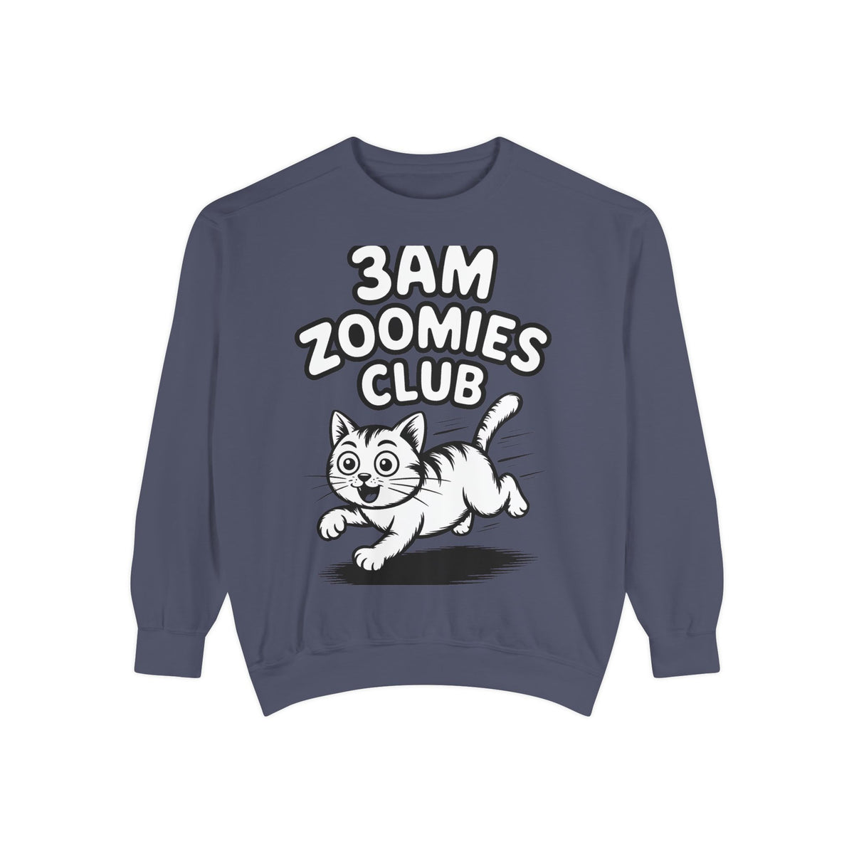 3AM Zoomies Club Sweatshirt, Funny Cat Crewneck, Cute Crazy Cat Lover Gift, Embroidered Patch Style Cat Sweatshirt