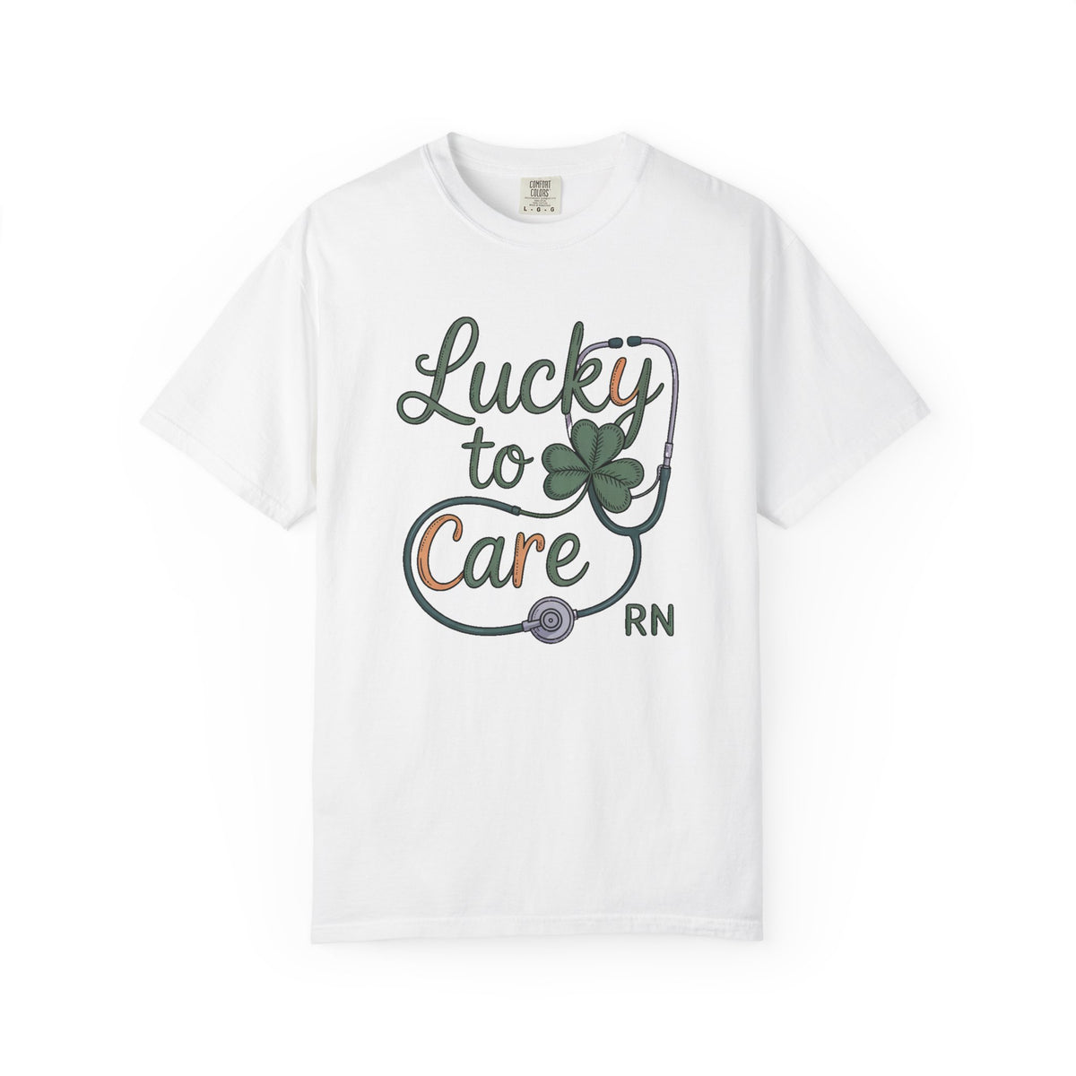 RN Nurse Shirt, Lucky To Care, St Patrick's Day Nurse Gift, Funny Nurse Shirt, Shamrock Stethoscope Tee, St Paddy's Day Nurse Tee