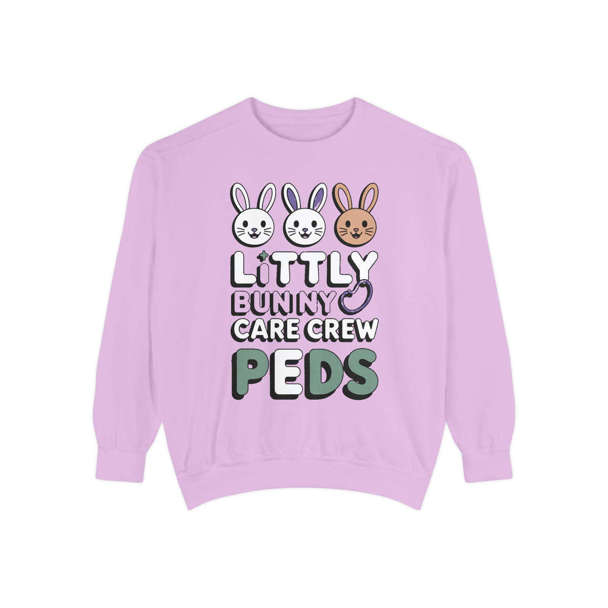 Pediatric Nurse Sweatshirt, Little Bunny Care Crew, Easter Gift For Peds Nurse, Cute Bunny Nurse Shirt, Easter Nurse Appreciation Sweatshir…