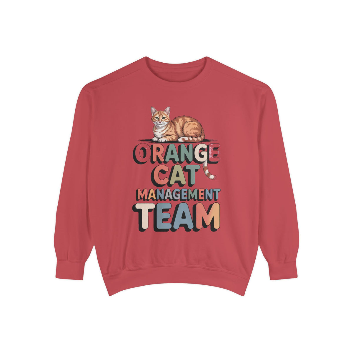 Orange Cat Mom Sweatshirt, Orange Cat Management Team Crewneck, Funny Family Roles Gift, Retro Cat Lover Sweater, Cat Mom Gift, Embroidered…