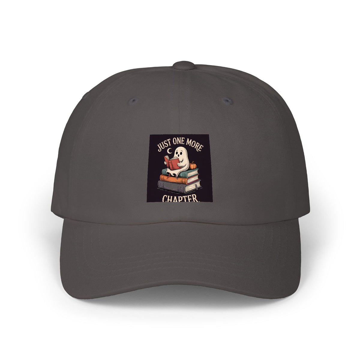 Just One More Chapter Ghost Dad Cap, Halloween Reading Hat, Bookish Ghost Embroidered Cap, Spooky Season Gift for Book Lovers