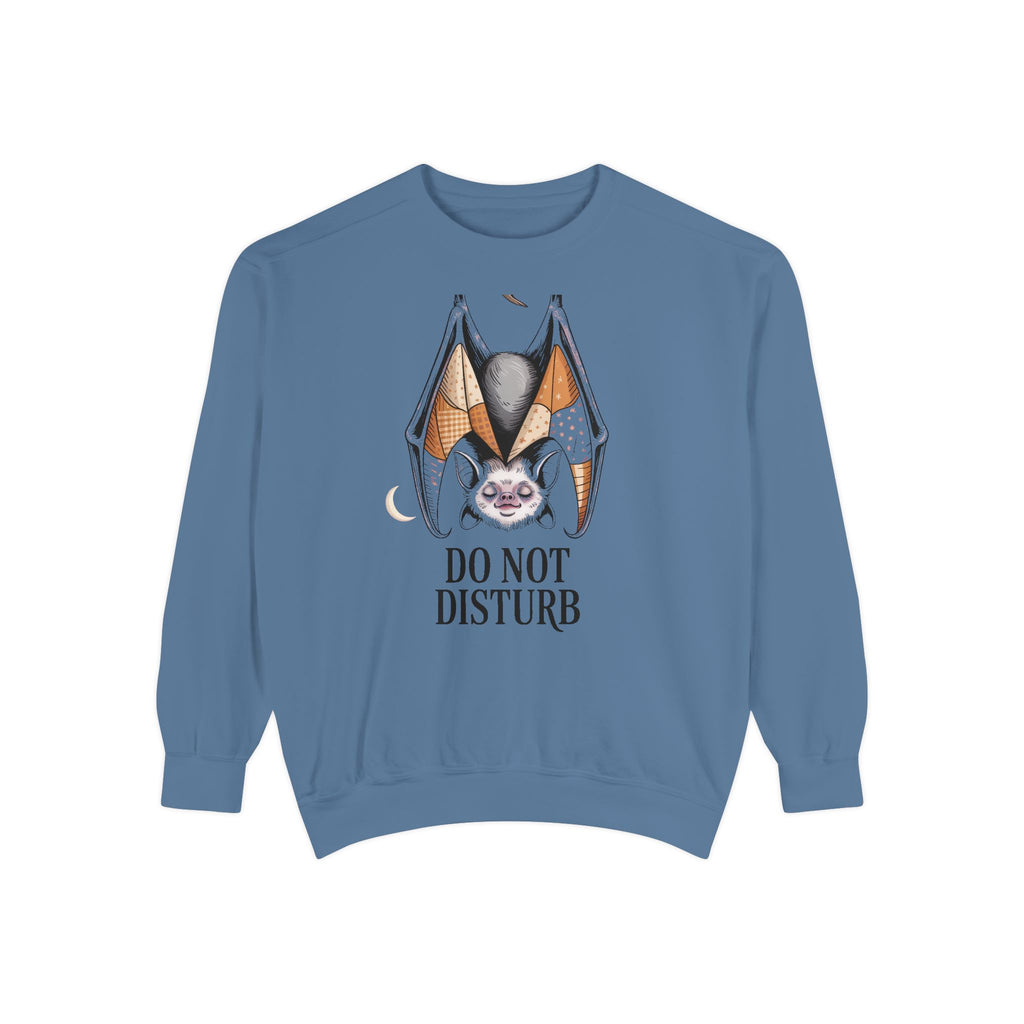 Do Not Disturb Bat Sweatshirt, Halloween Crewneck, Cute Sleepy Bat Embroidered Sweatshirt, Spooky Season Gift