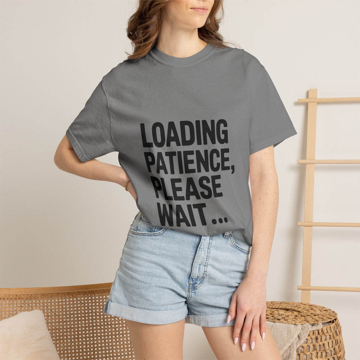 Loading Patience Please Wait T-Shirt, Funny Sarcastic Quote Tee, Minimalist Typography Shirt, Gift for Introvert