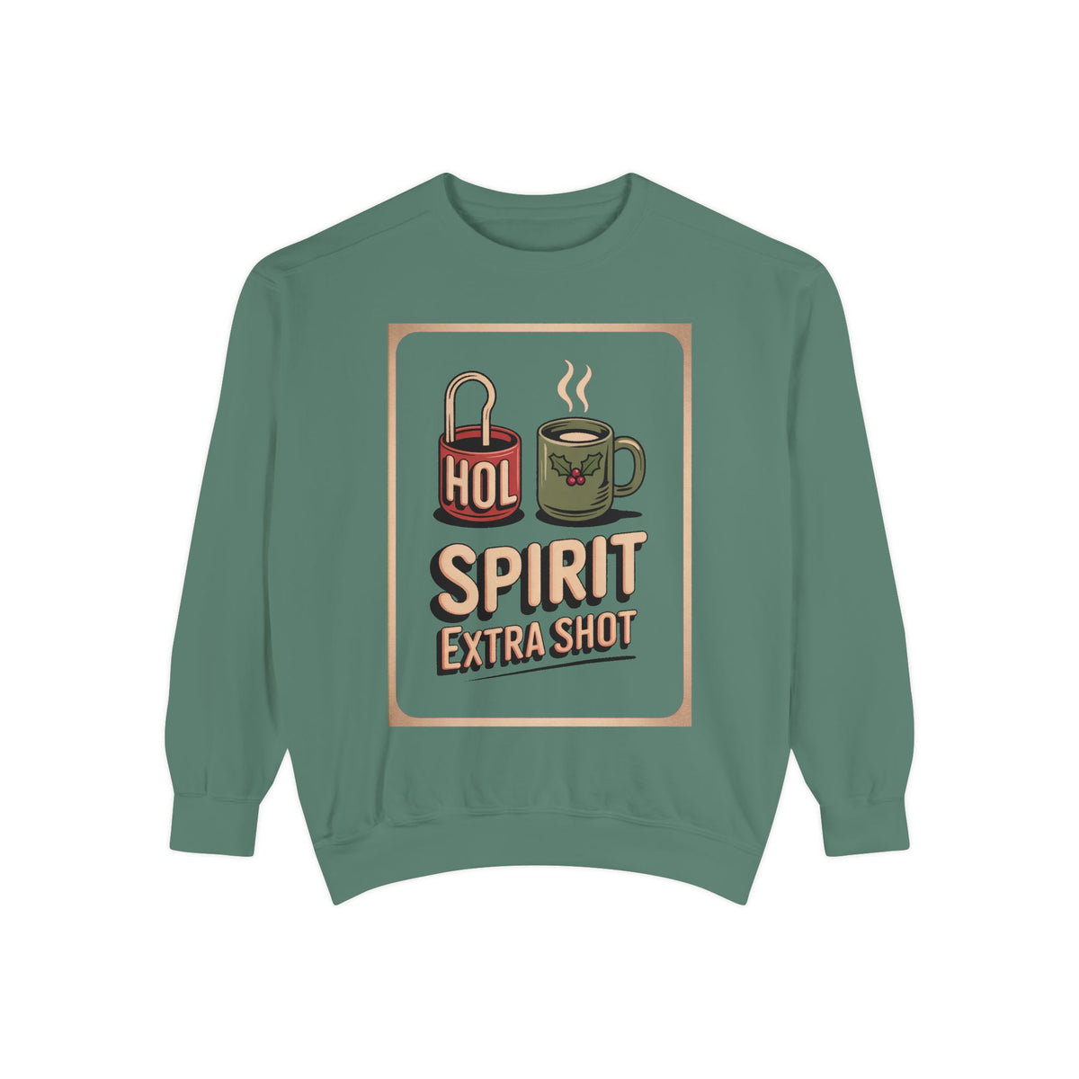 Coffee Lover Christmas Sweatshirt, Holiday Spirit Extra Shot Crewneck, Funny Christmas Coffee Gift, Retro Diner Lettering Sweatshirt, Coffe…