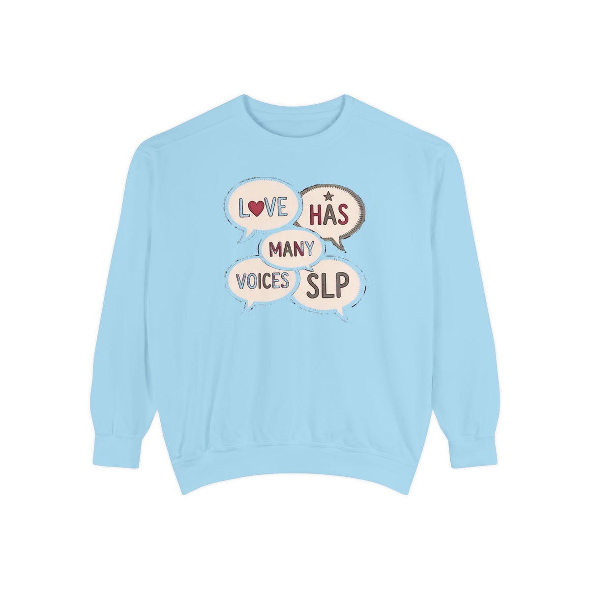 SLP Sweatshirt, Valentine's Day Gift For Speech Language Pathologist, Love Has Many Voices Crewneck, Speech Therapist Valentine Gift, SLP A…