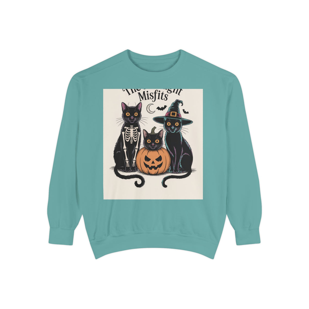 Halloween Black Cat Sweatshirt, Funny Cat Halloween Crewneck, Spooky Season Tee, The Midnight Misfits Cats Costume Shirt Gift