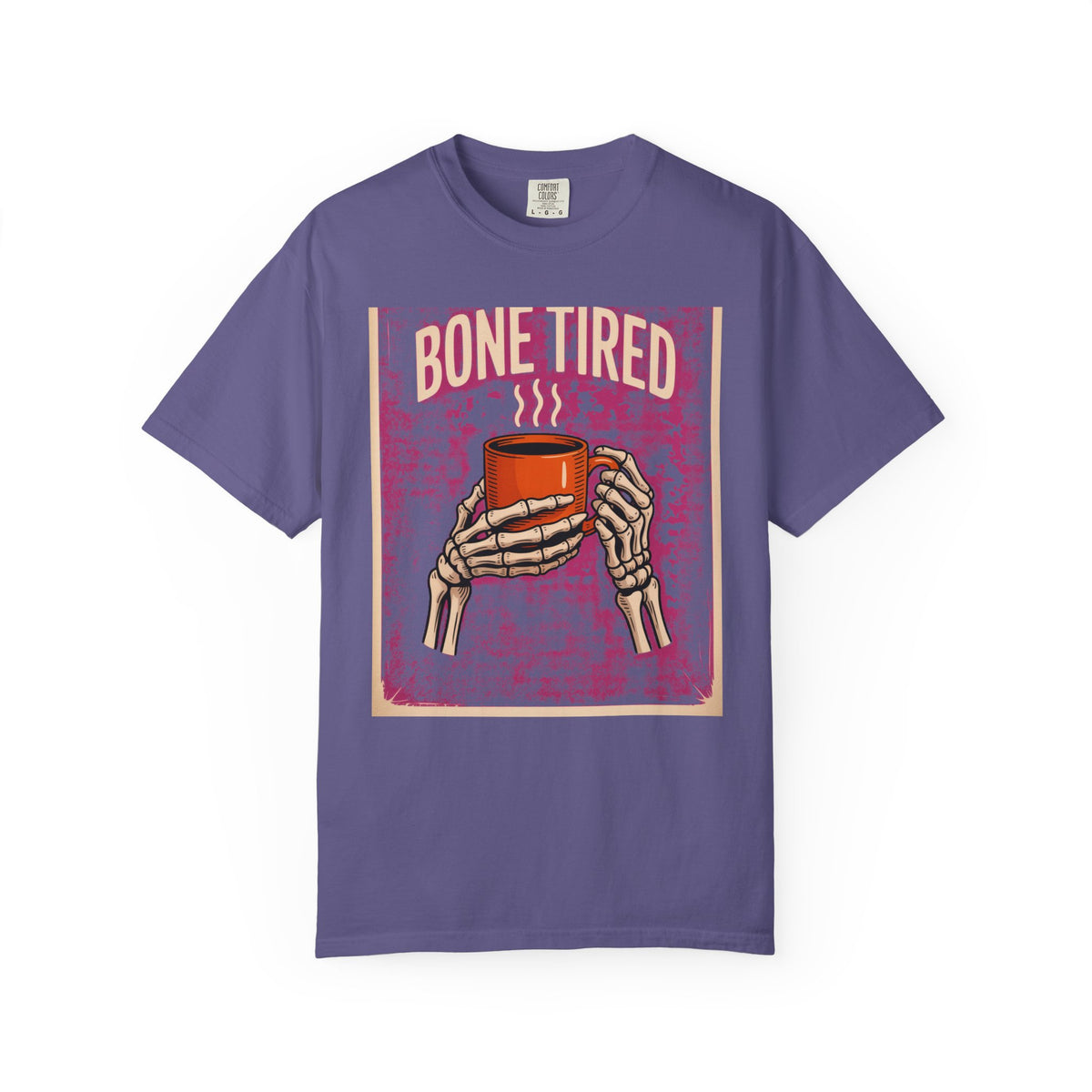 Bone Tired Coffee Shirt, Skeleton Hands Coffee Mug Tee, Halloween Shirt, Vintage Spooky Season T-Shirt, Funny Coffee Lover Gift