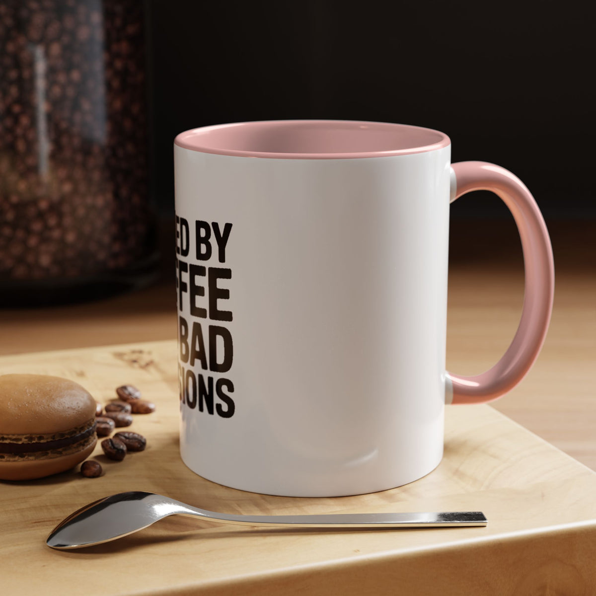 Fueled By Coffee And Bad Decisions Mug, Funny Sarcastic Coffee Cup, Bold Typography Mug, Coworker Gift, Sarcastic Coffee Lover Gift