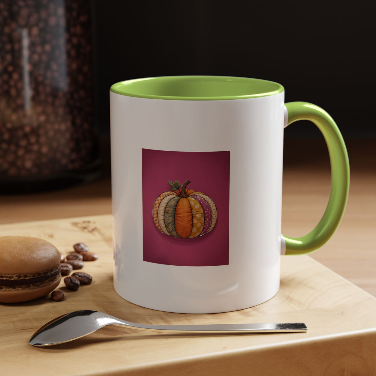 Patchwork Pumpkin Mug, Halloween Coffee Cup, Cute Fall Pumpkin Ceramic Mug, Autumn Gift, Cozy Halloween Season Accent Mug